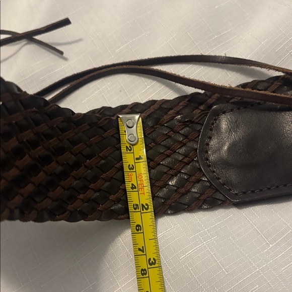VTG Express Dark Brown Braided Leather Waist Belt SZ L  w/Metal Rings Boho Indie - Picture 9 of 11